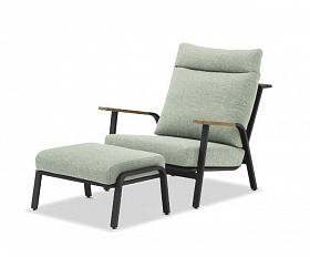 Кресло Malmo Brafritid с пуфом, антрацит/зелёный, алюминий/тик