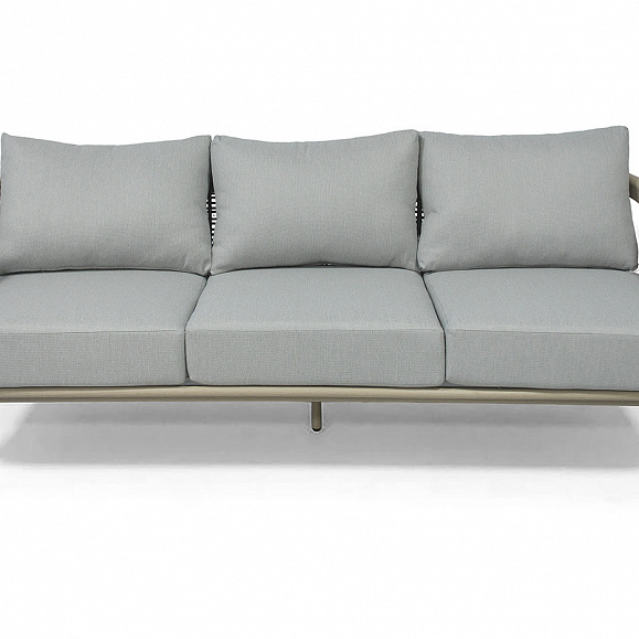 Брюссель лаунж-зона из искусственного ротанга, цвет серый, каркас под дерево (холодно-бежевый) фото 4