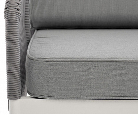 Канны правый модуль плетеный из роупа, каркас алюминий белый муар, роуп светло-серый круглый, ткань светло-серая