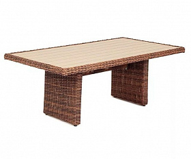 Плетеный обеденный стол Бергамо 4SIS из искусственного ротанга, цвет коричневый