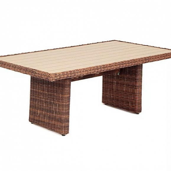 Плетеный обеденный стол Бергамо 4SIS из искусственного ротанга, цвет коричневый фото 2