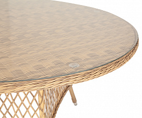 Эспрессо плетеный круглый стол, диаметр 150 см, цвет соломенный