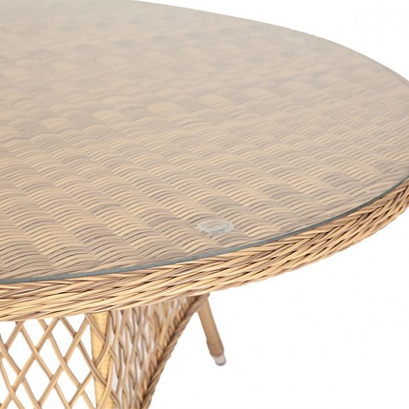 Эспрессо плетеный круглый стол, диаметр 150 см, цвет соломенный фото 4