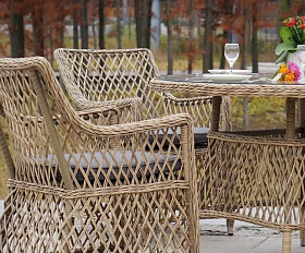 Обеденная группа Доппио 4SIS из искусственного ротанга, цвет соломенный