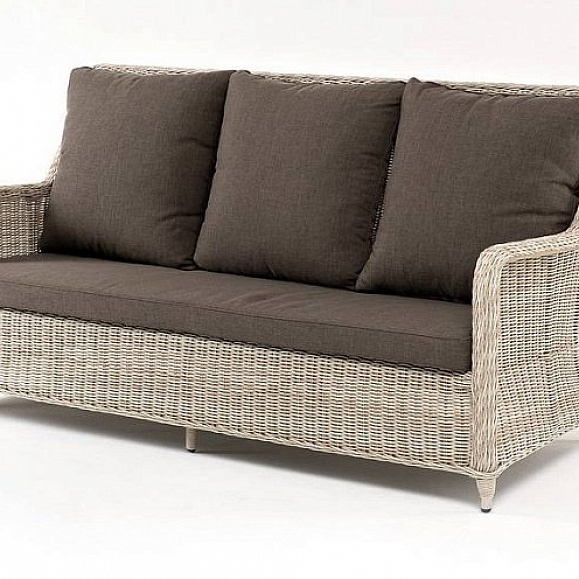 Диван Гляссе 4SIS трехместный из искусственного ротанга, цвет бежевый фото 1