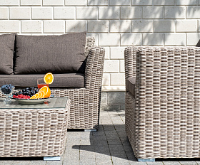 Капучино Сингл лаунж-зона из искусственного ротанга, цвет бежевый