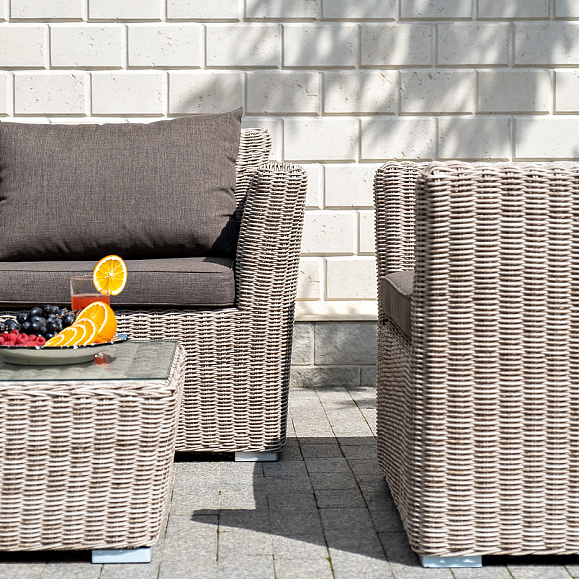 Капучино Сингл лаунж-зона из искусственного ротанга, цвет бежевый фото 7