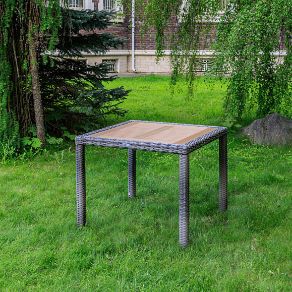 Обеденный стол Amelia Royal Family из искусственного ротанга 90 см, цвет серый фото 1