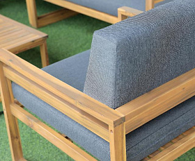 Лаунж-зона Brooklyn Royal Family из дерева с угловым диваном, цвет серый