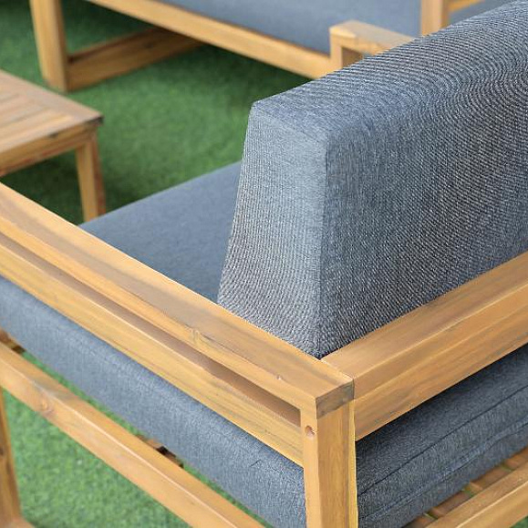 Лаунж-зона Brooklyn Royal Family из дерева с угловым диваном, цвет серый фото 5