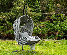 Капри подвесное кресло из искусственного ротанга, цвет серый