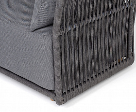 Лугано диван 3-местный плетеный из роупа, каркас алюминий темно-серый (RAL7024) муар, роуп темно-серый круглый, ткань темно-серая YB25-0027