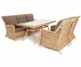 Обеденная группа Гляссе 4SIS из искусственного ротанга, цвет соломенный