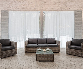 Лаунж-зона Karl Royal Family из искусственного ротанга с трёхместным диваном, цвет серый