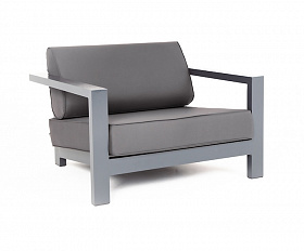 Гранада кресло алюминиевое, цвет темно-серый (RAL7024) муар, ткань темно-серая 027