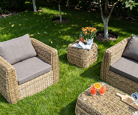 Кальяри кофейный столик из искусственного ротанга (гиацинт), цвет соломенный