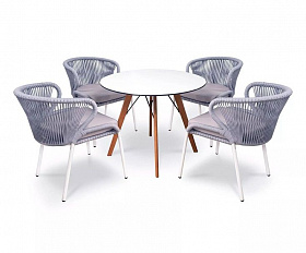 Обеденная группа Фоджа 4SIS из роупа (веревки), цвет светло-серый