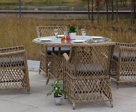 Плетеный круглый стол Эспрессо 4SIS из искусственного ротанга, цвет соломенный