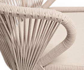 Обеденная группа Малага 4SIS на 4 персоны со стульями "Милан", каркас белый, роуп бежевый