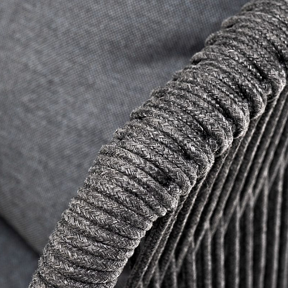 Кресло плетеное Милан 4SIS из роупа, каркас алюминий темно-серый (RAL7024), роуп темно-серый круглый, ткань темно-серая 019 фото 4