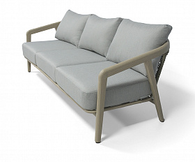 Брюссель лаунж-зона из искусственного ротанга, цвет серый, каркас под дерево (холодно-бежевый)