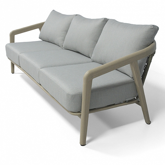 Брюссель лаунж-зона из искусственного ротанга, цвет серый, каркас под дерево (холодно-бежевый) фото 3