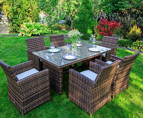 Обеденный комплект Fiona Royal Family из искусственного ротанга, цвет коричневый