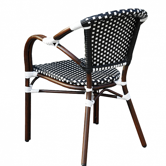 Кабри обеденная группа плетеная на 4 персоны, цвет черно-белый фото 6