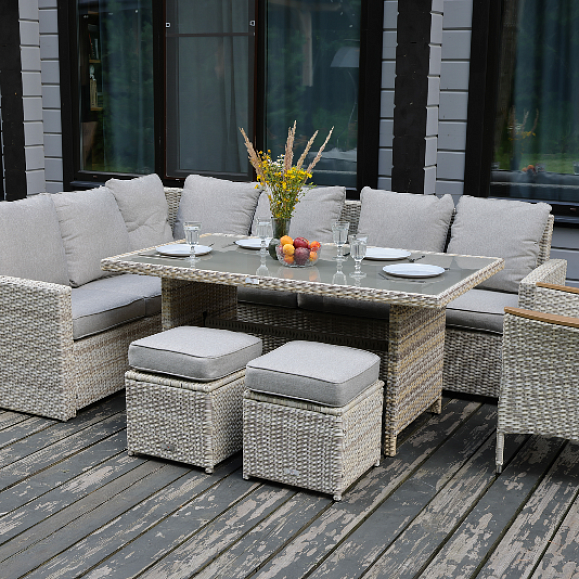 Угловой комплект Zorro Wood Royal Family из искусственного ротанга, цвет бежевый фото 1