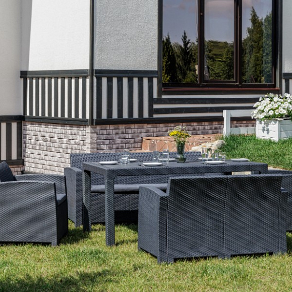 Обеденный комплект Grand Lana Dining L Royal Family из пластика, цвет графит фото 3