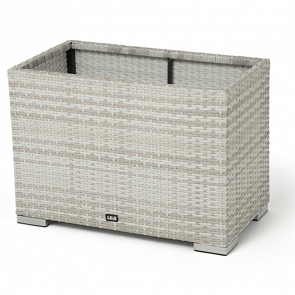 Лунго кашпо для цветов большое плетеное из искусственного ротанга, цвет бежевый фото 1