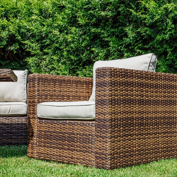 Обеденный комплект Karl Royal Family из искусственного ротанга с обеденным столом, цвет коричневый фото 6