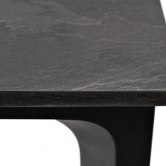 Малага обеденный стол из HPL 90х90см, цвет серый гранит, каркас черный фото 5