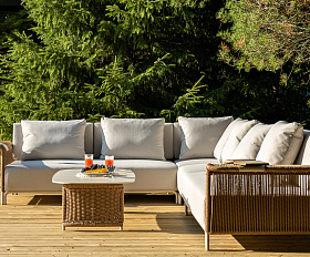 Мальдивы трансформирующаяся лаунж-зона из искусственного ротанга, цвет соломенный