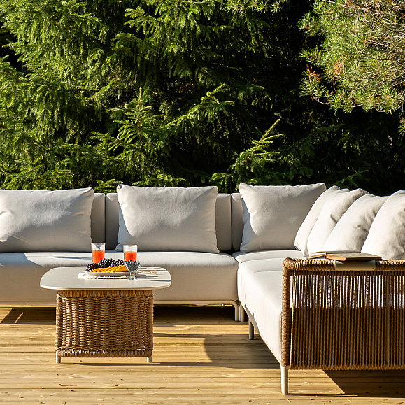 Мальдивы трансформирующаяся лаунж-зона из искусственного ротанга, цвет соломенный фото 6