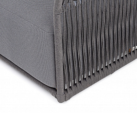 Лугано кресло плетеное из роупа, каркас алюминий темно-серый (RAL7024) муар, роуп темно-серый круглый, ткань темно-серая YB25-0027