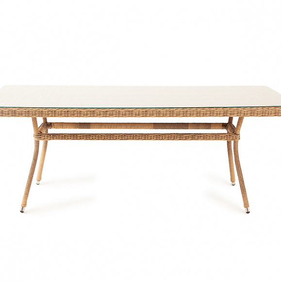 Латте плетеный стол из искусственного ротанга 160х90см, цвет соломенный фото 4