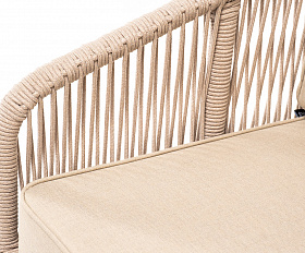 Канны кресло плетеное из роупа, основание дуб, роуп бежевый круглый, ткань бежевая 15052