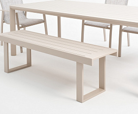 Столовая группа из алюминия ГОНЗО со скамьей бежевая Joygarden