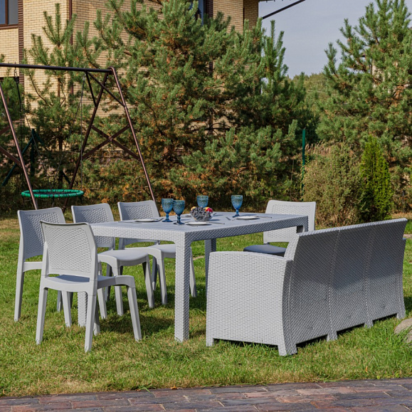 Обеденный комплект July XXL Royal Family из пластика, цвет светло-серый фото 2