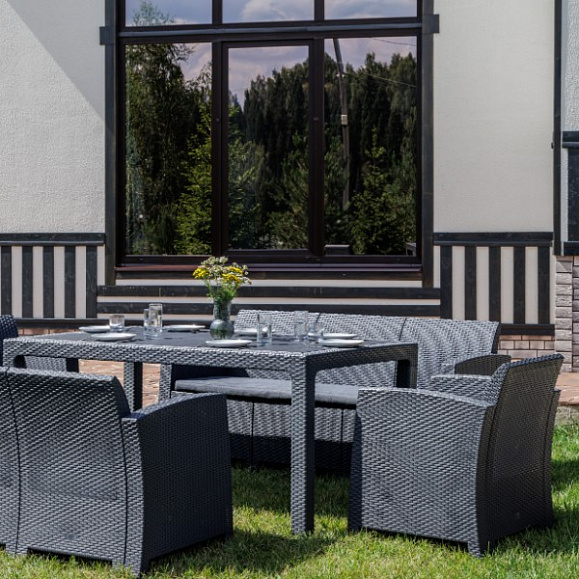 Обеденный комплект Grand Lana Dining L Royal Family из пластика, цвет графит фото 2