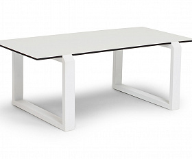 Варадеро журнальный стол из HPL 110х60 H43, каркас алюминий белый муар, цвет столешницы молочный