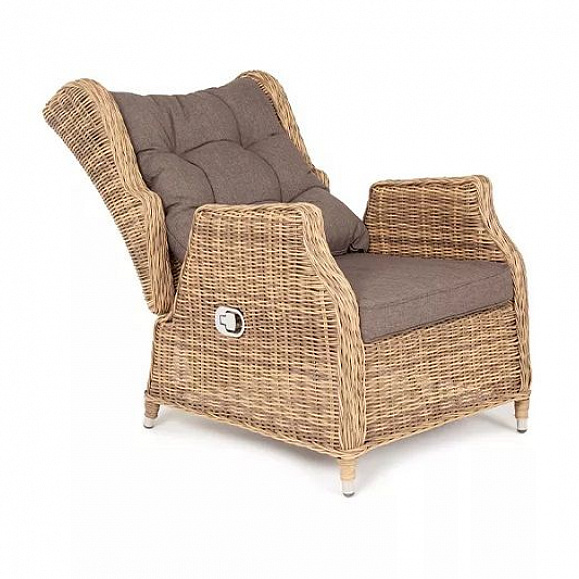 Плетеное кресло раскладное Форио 4SIS из искусственного ротанга, цвет соломенный фото 6