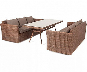 Обеденная группа Мокко Дабл 4SIS из искусственного ротанга, цвет коричневый