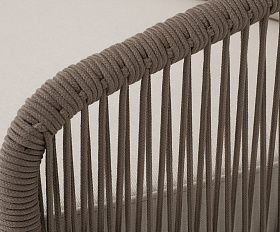 Канны диван модульный плетеный из роупа, каркас алюминий коричневый (RAL8016) муар, роуп коричневый круглый, ткань бежевая 15052