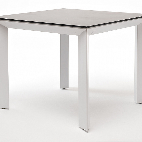 Венето обеденный стол из HPL 90х90см, цвет серый гранит, каркас белый фото 1