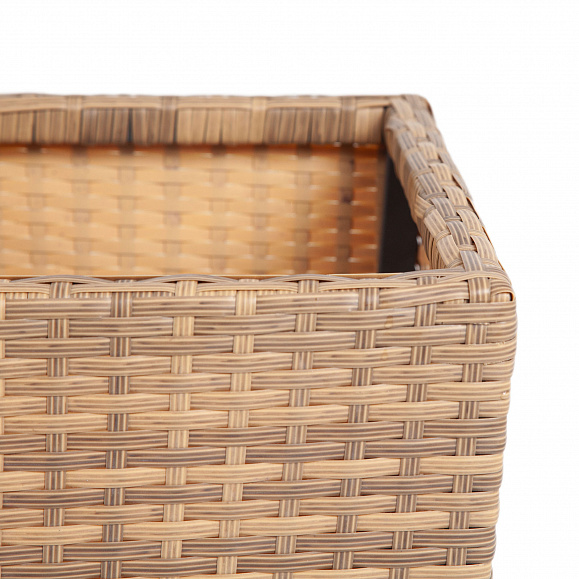 Капучино кашпо для цветов плетеное из искусственного ротанга, цвет соломенный фото 4