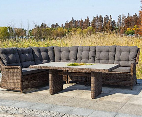 Плетеный обеденный стол Бергамо 4SIS из искусственного ротанга, цвет коричневый