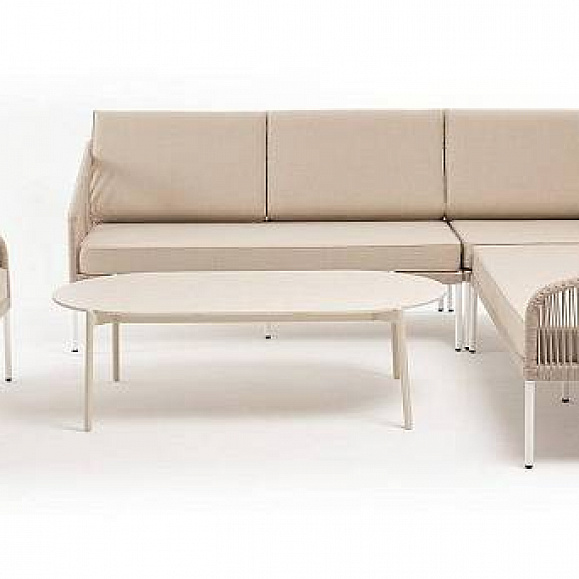 Модульная Канны 4SIS угловая лаунж-зона из роупа (веревки) со столом Диего (молочный), цвет бежевый фото 1