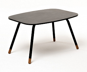 Верона журнальный столик из HPL 70х50, H40, каркас черный муар, цвет столешницы серый гранит